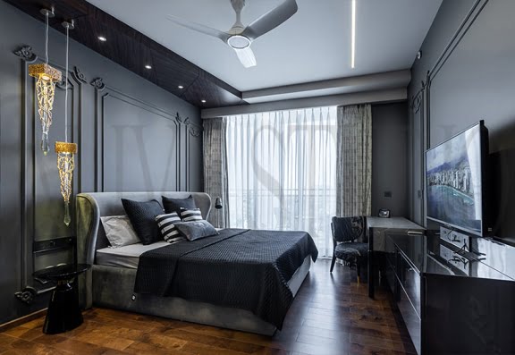 Grey bedroom decor m3m polo suite