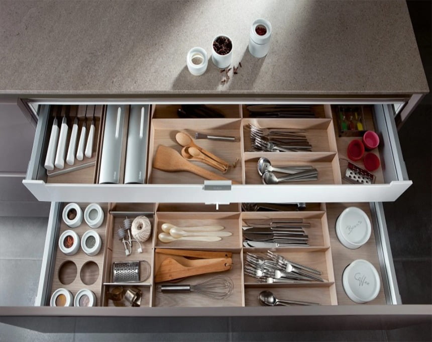 Compartmentalised drawers are a must