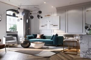 Grey and Turqoise Colour for Residential Interior Design