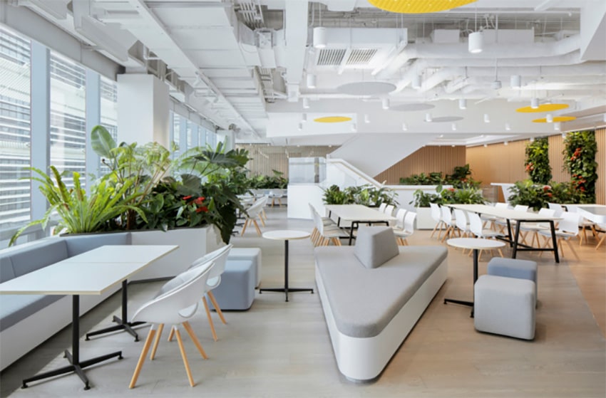 Multipurpose Workspaces Futuristic Office Design Idea